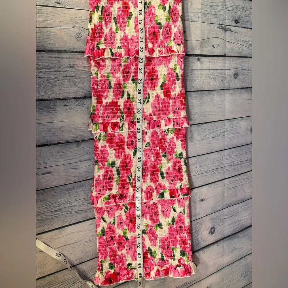 NWT Show Me Your MuMu Stella Smocked Pink Floral Soiree Wedding Midi Dress XL - Picture 12 of 12